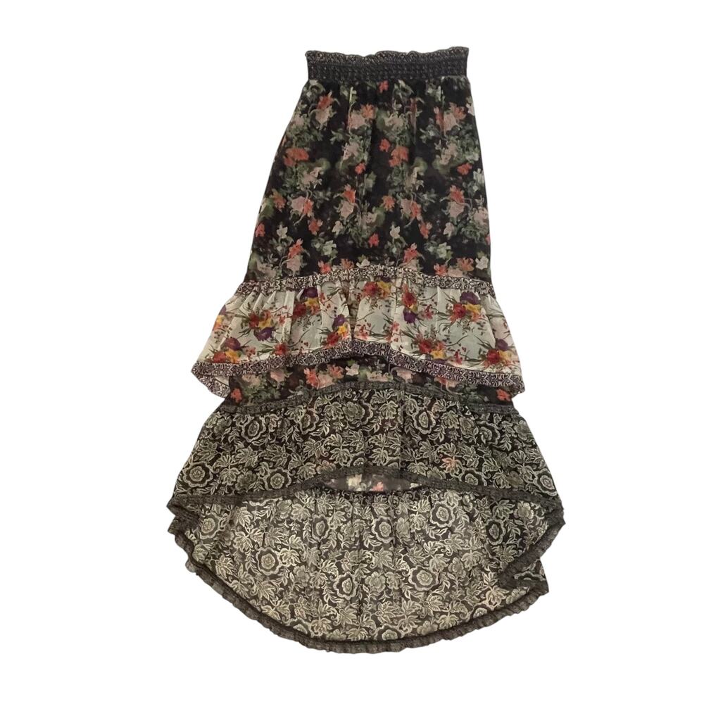 Alice + Olivia Caralie Tiered High-Low Maxi Skirt - Floral - Ruffles - Size 0 - Picture 2 of 6